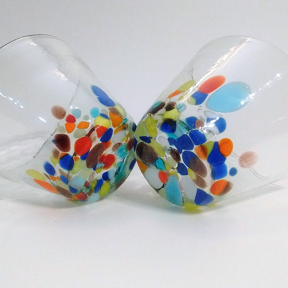 Confetti Fused Glass Cocktail Glasses- 2 Lowballs